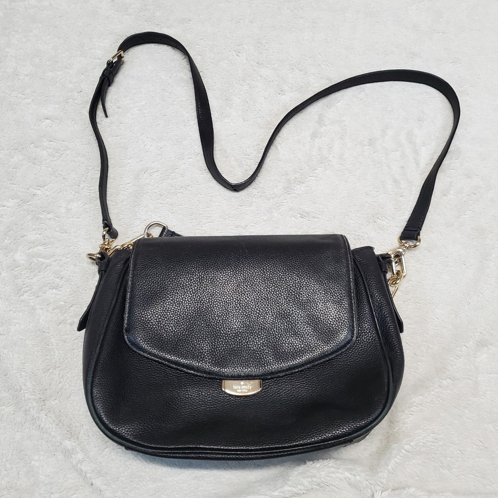 Kate Spade Black Leather Purse Crossbody Bag  Classic Luxury Minimalist Timeless